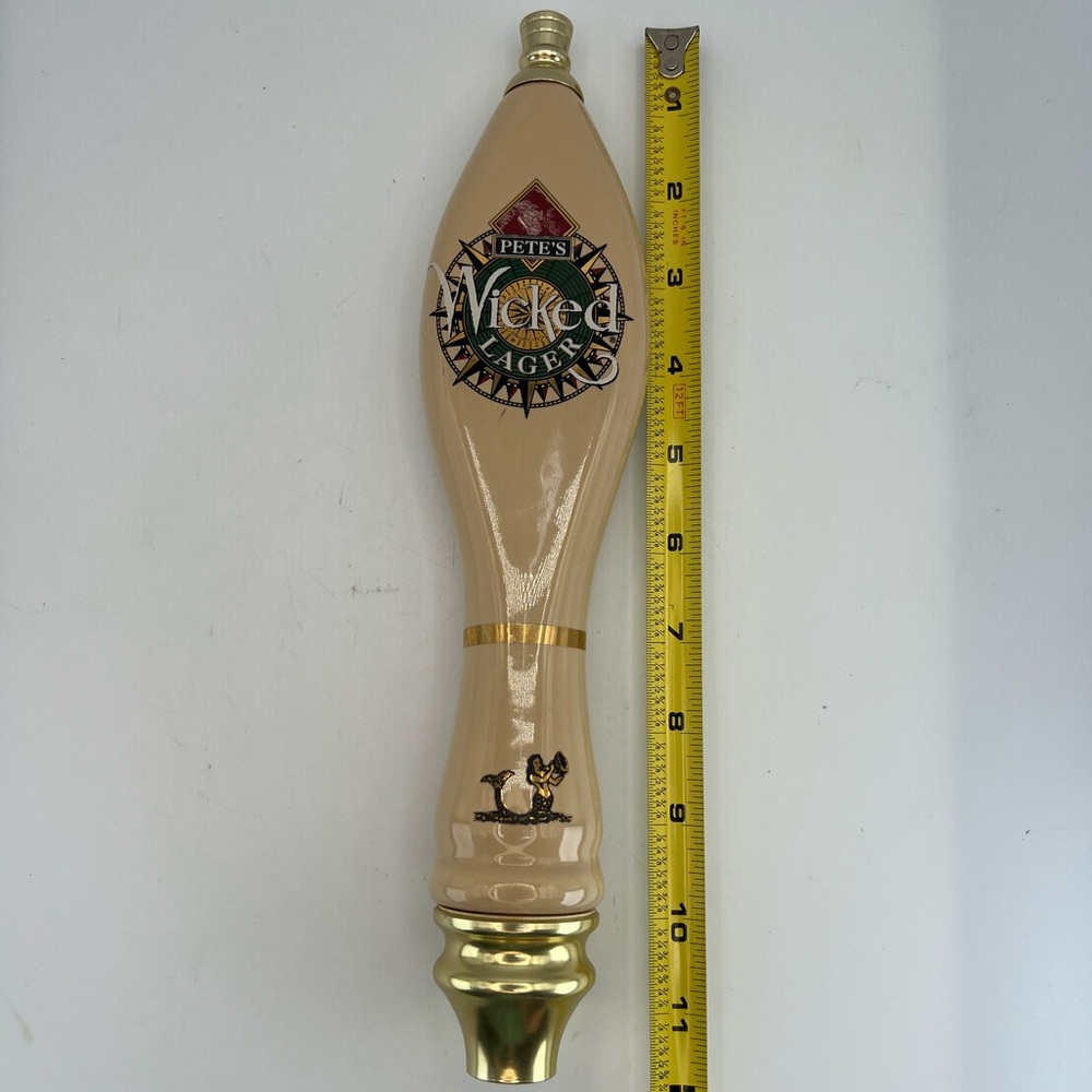 Pete's Wicked Lager Pub Bar Beer Porcelain Keg Tap Handle San Antonio Texas - Picture 6 of 7
